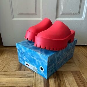 Jeffrey Campbell Lugged Platform Clog Red